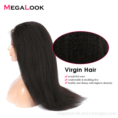 Premium Remy Raw Hair Unprocessed Brazilian 24 26 28 30 32 Inch Human Hair Kinky Straight Natural Lace Front Wig